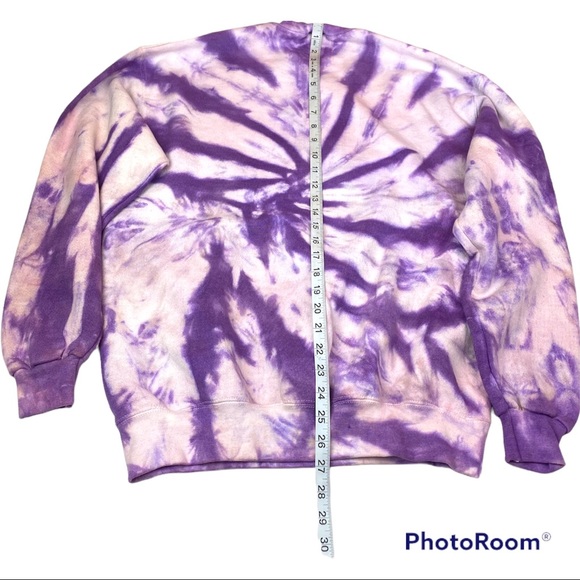 Tie Dye Adult Medium Sweatshirt Purple Halloween Vintage Pullover Crewneck Blend - Picture 2 of 9